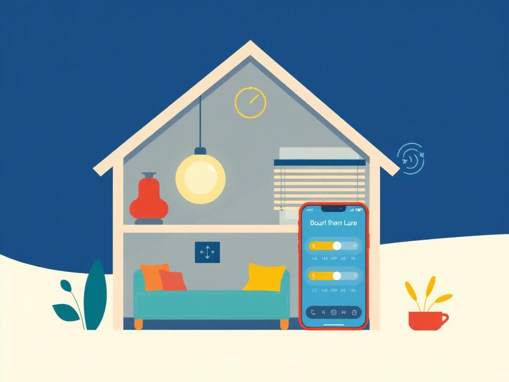 Illustration : maison connectée pilotée depuis un smartphone
